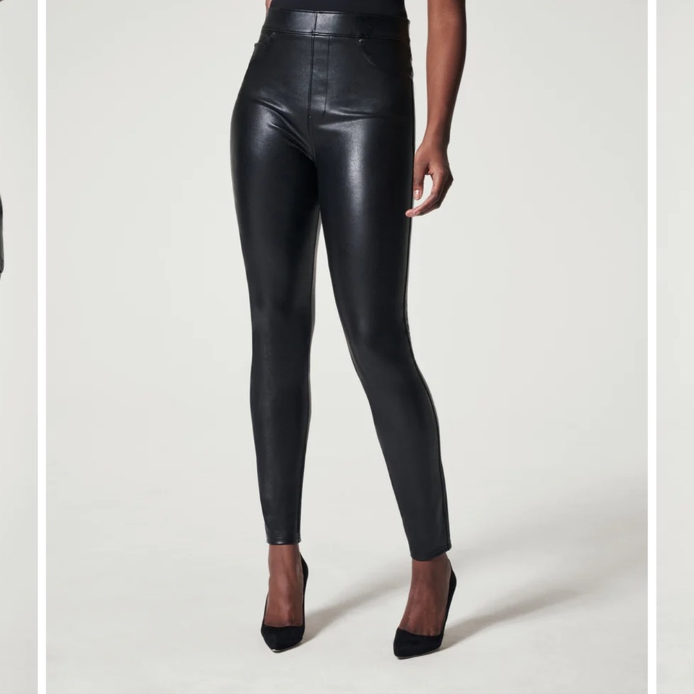 SPANX Leather-Like Ankle Skinny Pant Sz M Tall